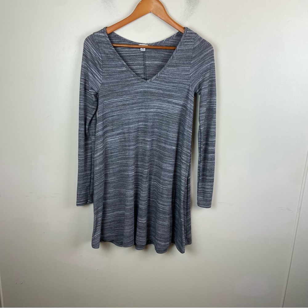 Garage Longsleeve Skater Swing Dress Grey Spacedye Stretchy Comfy Size Medium‎